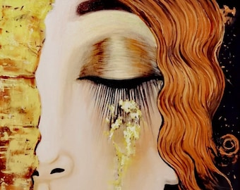 Golden Tears, Klimt Reproduction, Handmade Oil Painting on Canvas