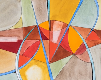 Geometric Abstract Canvas Art, Modern Home Decor