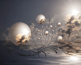 Abstract Spheres Canvas Art, Modern Wall Decor