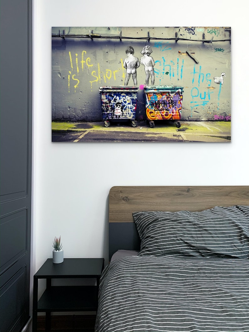 Banksy Life is Short, Canvas Street Art, Banksy Wall Art, Banksy Canvas