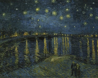 Van Gogh Starry Night Over Rhone Canvas Print, Reproduction Wall Art