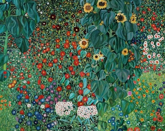 Gustav Klimt Canvas Print, Farm Garden with Sunflowers