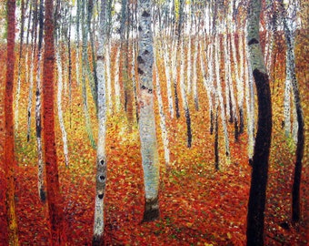 Gustav Klimt Canvas, The Forest of Beech Trees Print Reproduction