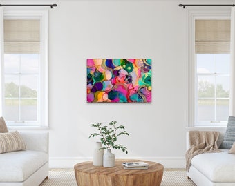 Abstract Watercolor Canvas Print, Modern Ink Painting, Wall Decor