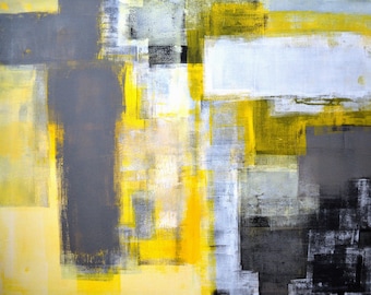 Abstract Canvas Print, Modern Art, Yellow Gray Wall Decor