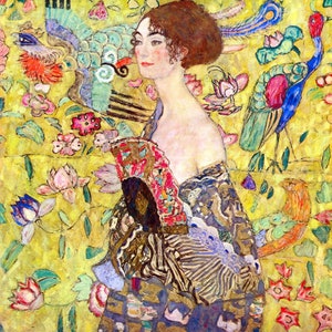 Gustav Klimt Canvas, Lady with Fan Print Reproduction