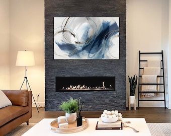 Abstract Art Deco Canvas Print, Living Room Wall Decor