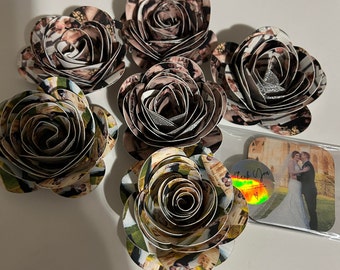 Custom Photo Paper Flowers - Free Magnet included with every order of 6