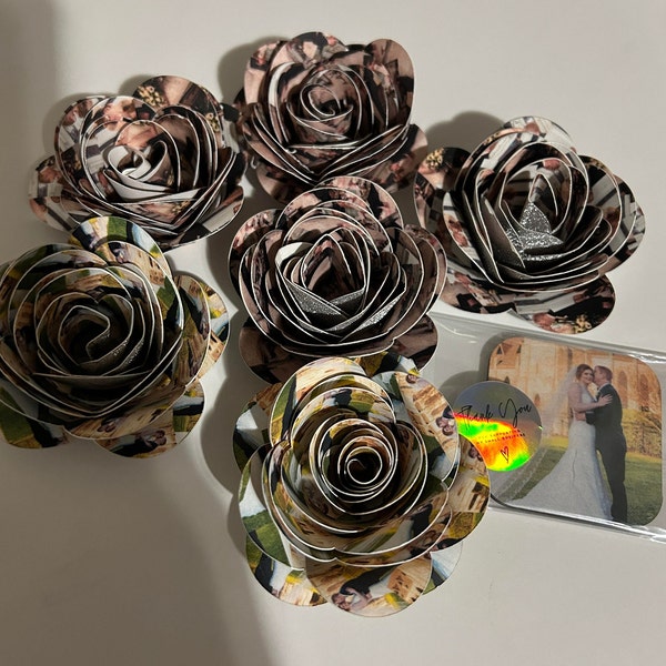 Custom Photo Paper Flowers - Free Magnet included with every order of 6
