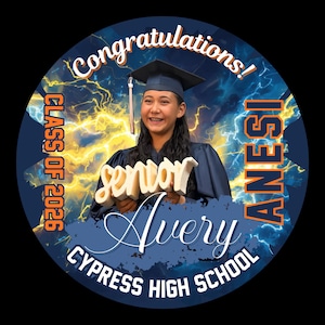 JUMBO Custom 5.5-inch Brag Button Big size pinbacks button-Personalized for Graduation, Birthdays, Anniversaries. Custom Photo and Text