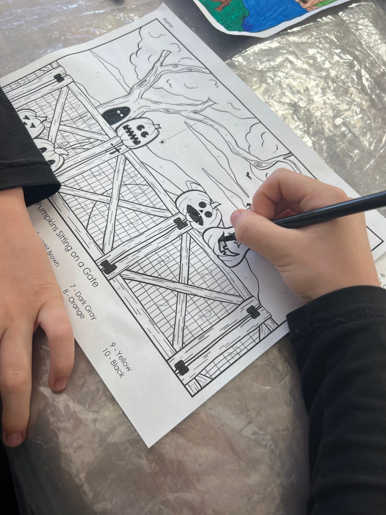 Halloween Printable Coloring Page 5 Little Pumpkins Sitting on a Gate ...