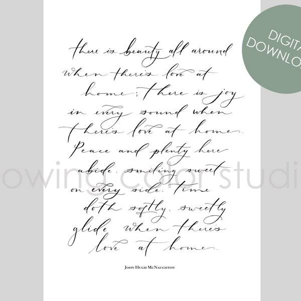 Handwritten Love at Home lyrics - Modern Calligraphy