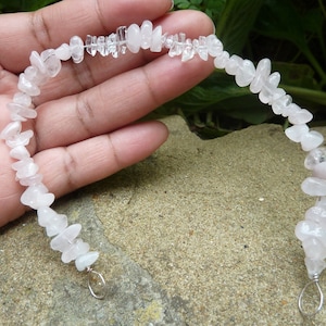 Flower girl bridesmaid gift set, headband tiara and bracelet rose quartz and clear quartz crystals. Ribbon in choice of colours. Bridal