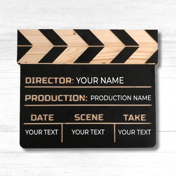 Fully Customized Wooden Clapperboard Replica | Personalized Gift | Theater Signs And Art | Movie Theater Decor | Custom Carved Wood Sign