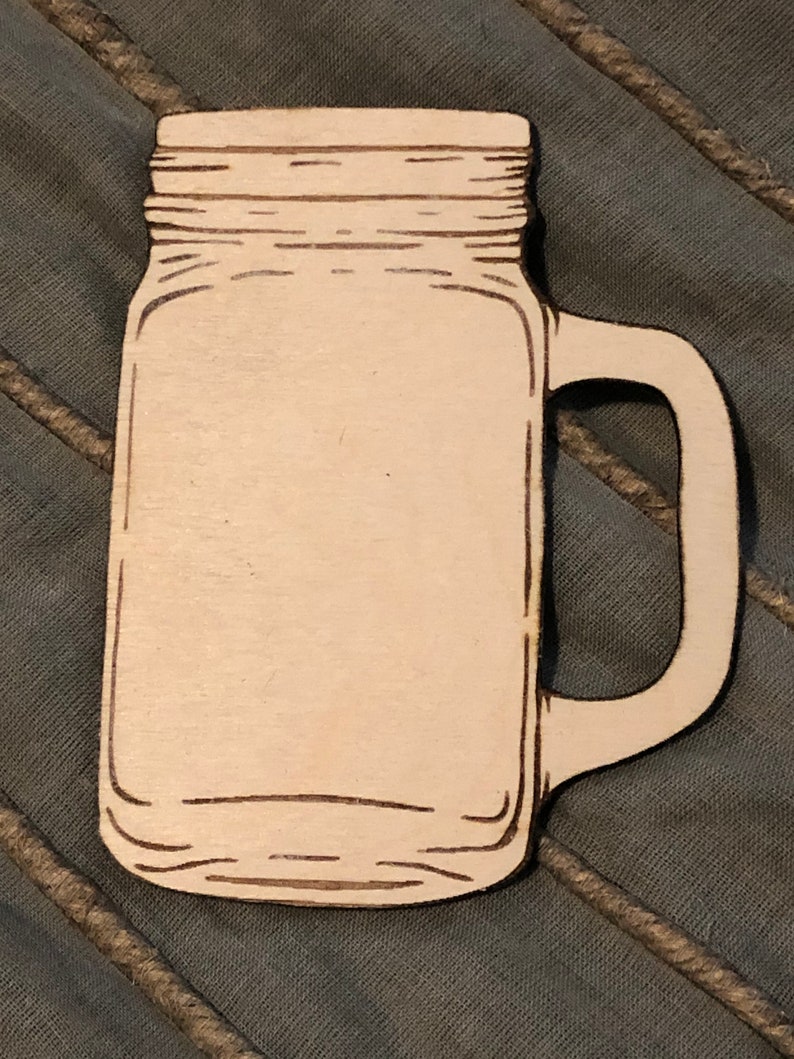 Wood Cutout Mason Jar Glass Laser Cut Unfinished Wood Etsy