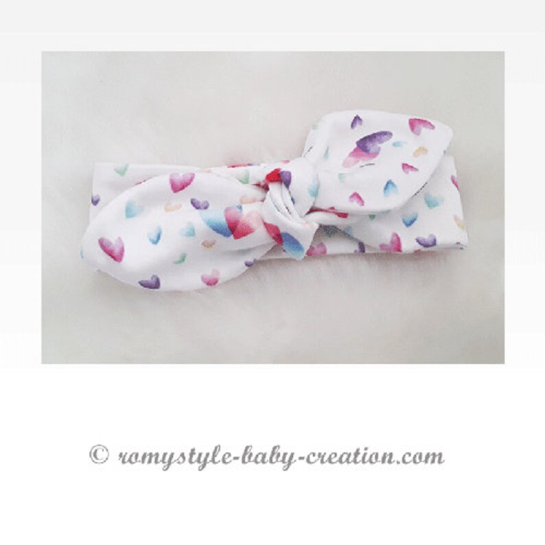 Multicolor heart on white headband