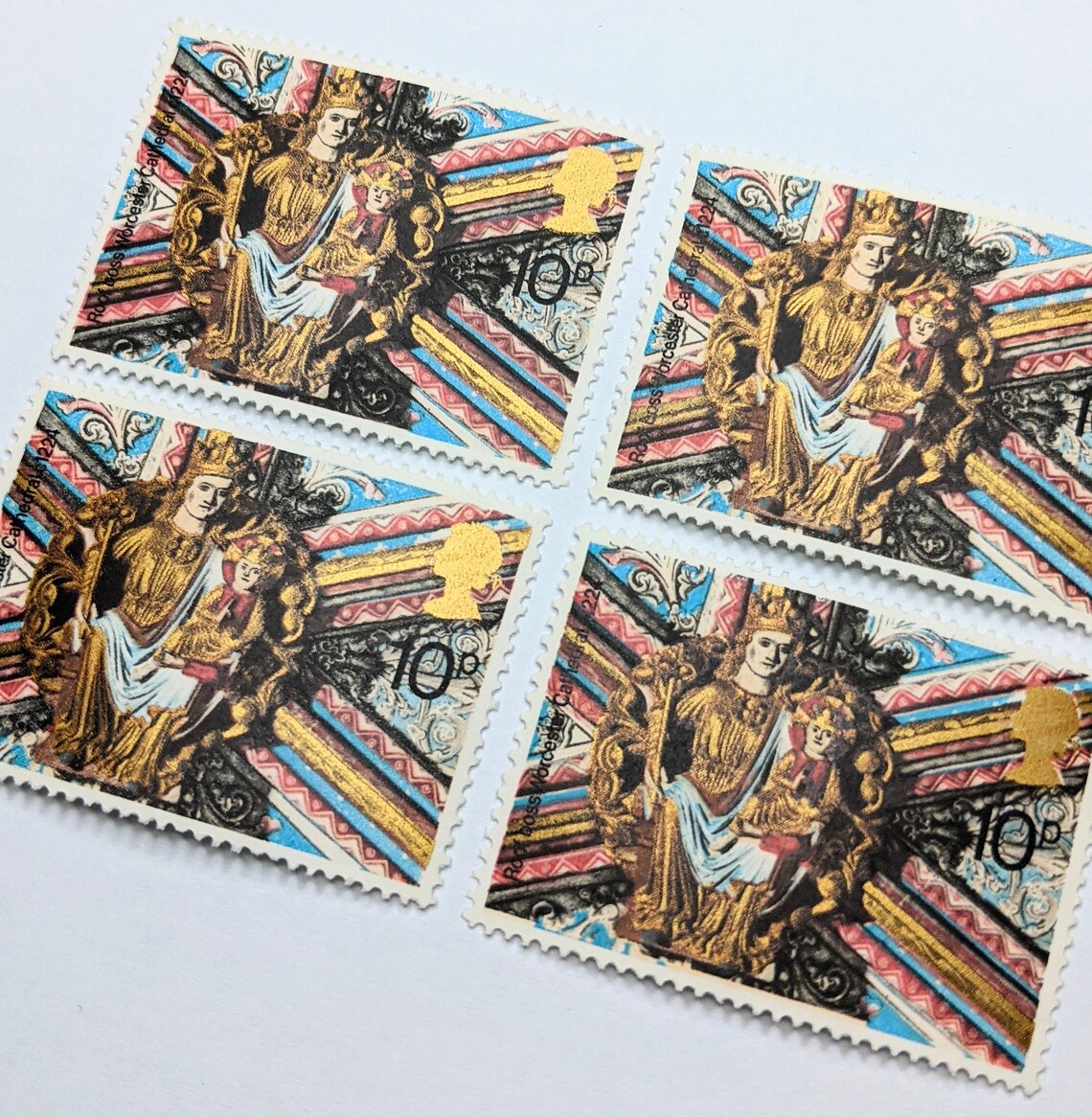 4 x Christmas 10p Postage Stamps from 1974 Unused for Etsy