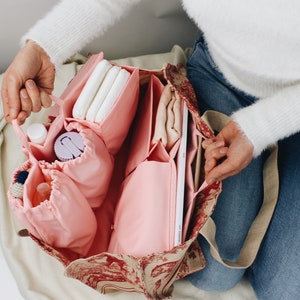 Lilibell Classic M Blossom Pink - Bag in Bag for Neverfull, Totebag and Shopper Handbag Organizer Inner Pockets, Washable and Flexible