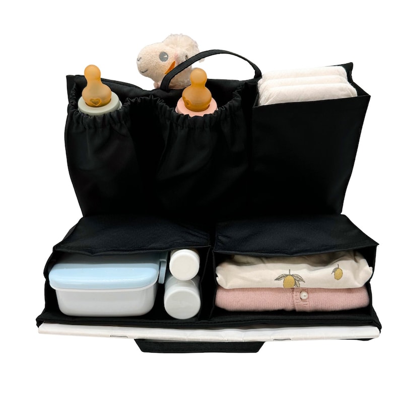 Lilibell Classic Black Diaper Bag Diaper Backpack Bag in Bag Bag Organizer Handbag Organizer Inner Pockets Handbag Folder image 3