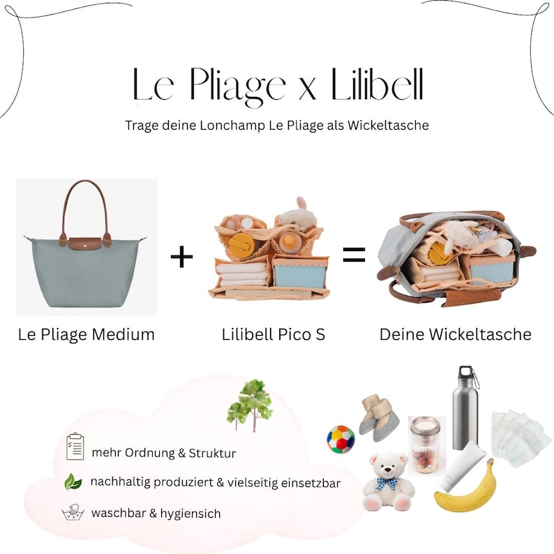 Lilibell Pico - Diaper bag, diaper backpack, bag-in-bag, bag organizer, organizer, insert, handbag liner, washable, water-repellent image 9