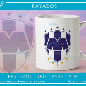 Escudo de Rayados de Monterrey, En la vida y en la cancha SVG, EPS, PDF, Png, 300ppp, Cortador Silueta Cameo