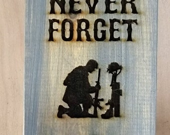 Never Forget Bottle Opener - Veteran Gift - Wooden Wall Hung Bottle Opener