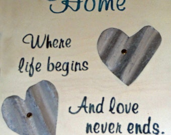 Home. Where life begins and love never ends wall decor