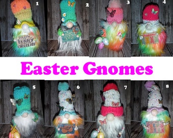 Easter Gnomes for home decor and gifts -Happy Gnomes - Follow the bunny - Happy Easter - Holiday Gnome Knitted Gnomes - Perfect Gift