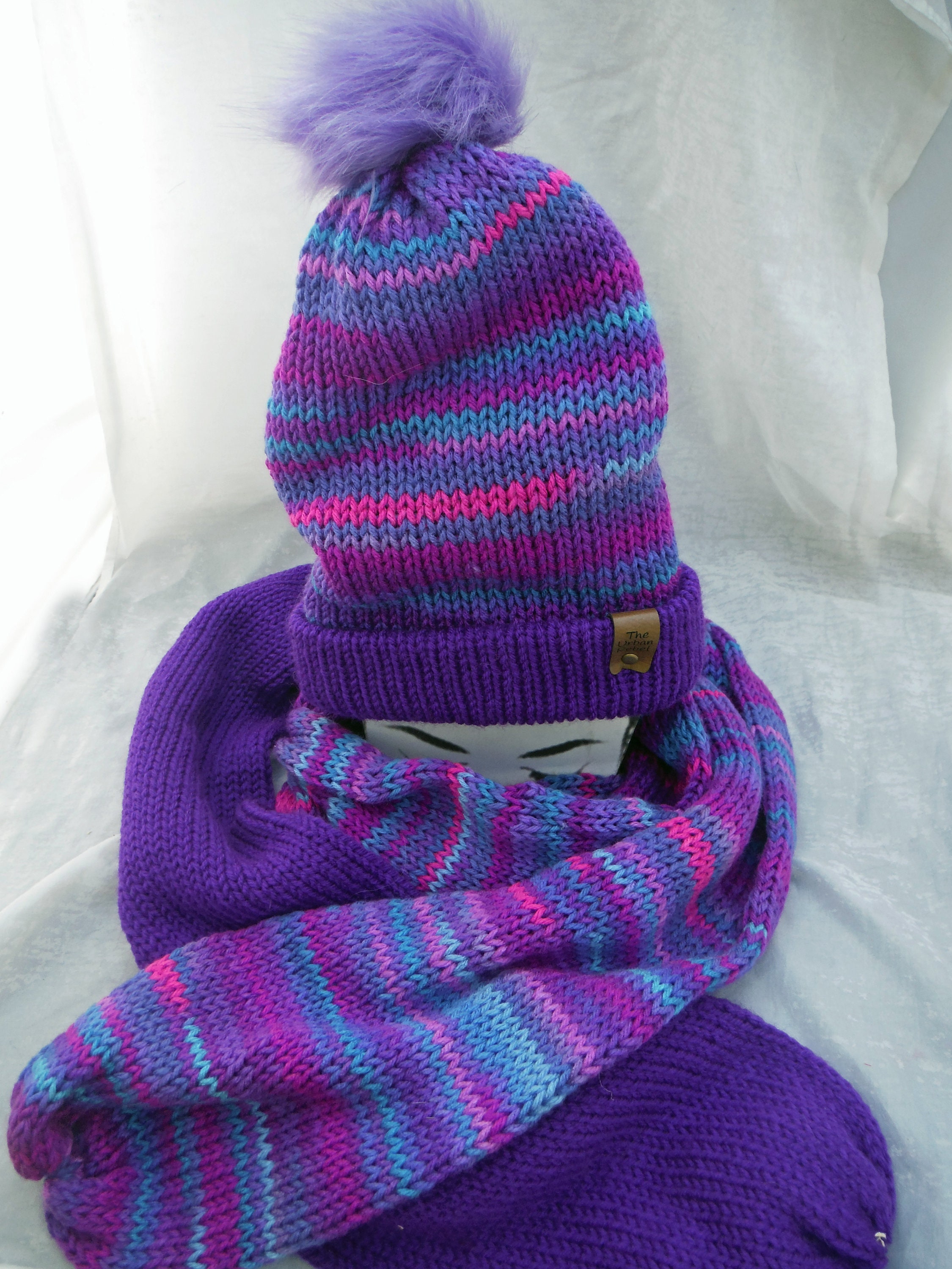 Knit Hat, Scarf & Neck Warmer Combo, Double Layer Knit Hat