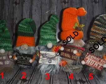 Gnomes for the Hunters - Hunting Gnomes - Deer Hunter Gnomes - Knitted Gnomes