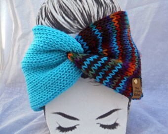 Knit Winter Headband Ear Warmer, Headband for Winter, Twisted Knit Headband Ear Warmer. Teal and bright colors!