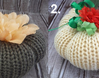 Knit Pumpkins Fall Decor, Medium Knit Pumpkins, Holiday Decor, Farmhouse Decor, Thanksgiving Decor, Hand Made Knit Pumpkins