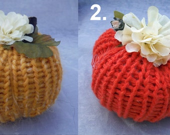 Knit Pumpkins Fall Decor, Small Knit Pumpkin, Holiday Decor, Farmhouse Decor, Thanksgiving Decor, Hand Made Knit Pumpkins