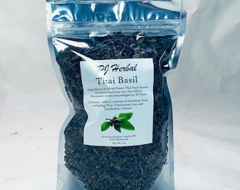 Thai Basil - Dried Herb - Herbal Tea - Sweet Thai Basil - Grown Sustainably on Our Small Family Farm in Mississippi