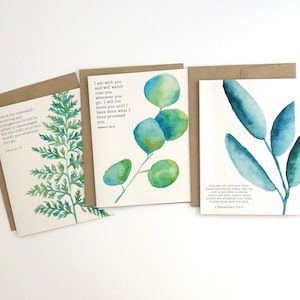 Conjunto de cartões de simpatia/cartões de incentivo cristãos com versículos bíblicos - Conjunto de 3 cartões em aquarela