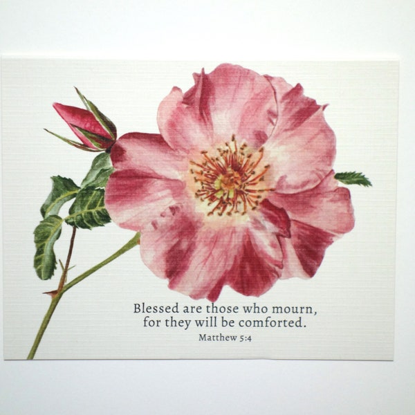 Sympathy Scripture Card - Blessed are those who mourn Matthew 5:4 - Bible Verse Grief Card - Bible Verse Card