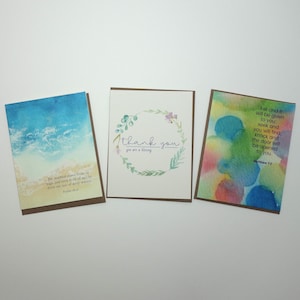 Set di biglietti con versetti della Bibbia per tutte le occasioni / Biglietti di compleanno cristiani, condoglianze e incoraggiamento - Set di 3 biglietti con acquerello