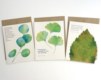 Mixed set of 20 Christian Sympathy Cards / Encouragement Cards with Bible Verses - Watercolor Card Set