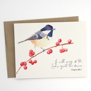 I will sing of the Lord's great love forever - Bible Verse Bird Card - Watercolor All Occasion Scripture Card - Christian Card