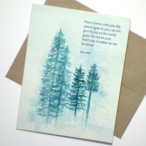 Paix je vous laisse avec vous, aquarelle forêt Bible verset carte réconfortante - Carte d’encouragement chrétien - Carte de sympathie chrétienne