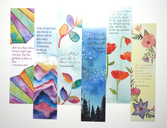 Painted Bible Verse Bookmarks Set Of 6 Christian Gift Etsy