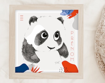 Postcard illustrated Panda PERSONNALISABLE