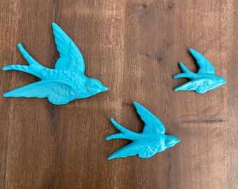 Set Of 3 Flying Birds Hanging Retro Vintage Style Ornament Swallow Ceramic Wall Decor Shabby Chic Mounting Flying Flock Birds Wall art