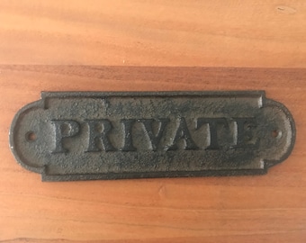 Placa de hierro fundido "PRIVATE" para puerta, diseño vintage