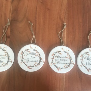 Ceramic hanging Motivation quote Sign Plaque Bless Our Home/Families are Forever /Live A good Life/Cherish Life's Simple Pleasures