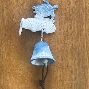 Rustic Cast Iron Coastal Bohemian Beach Bracket Doorbell Shell Turtle Beach house Door Decoration DoorBell Housewarming Gift Whitewash
