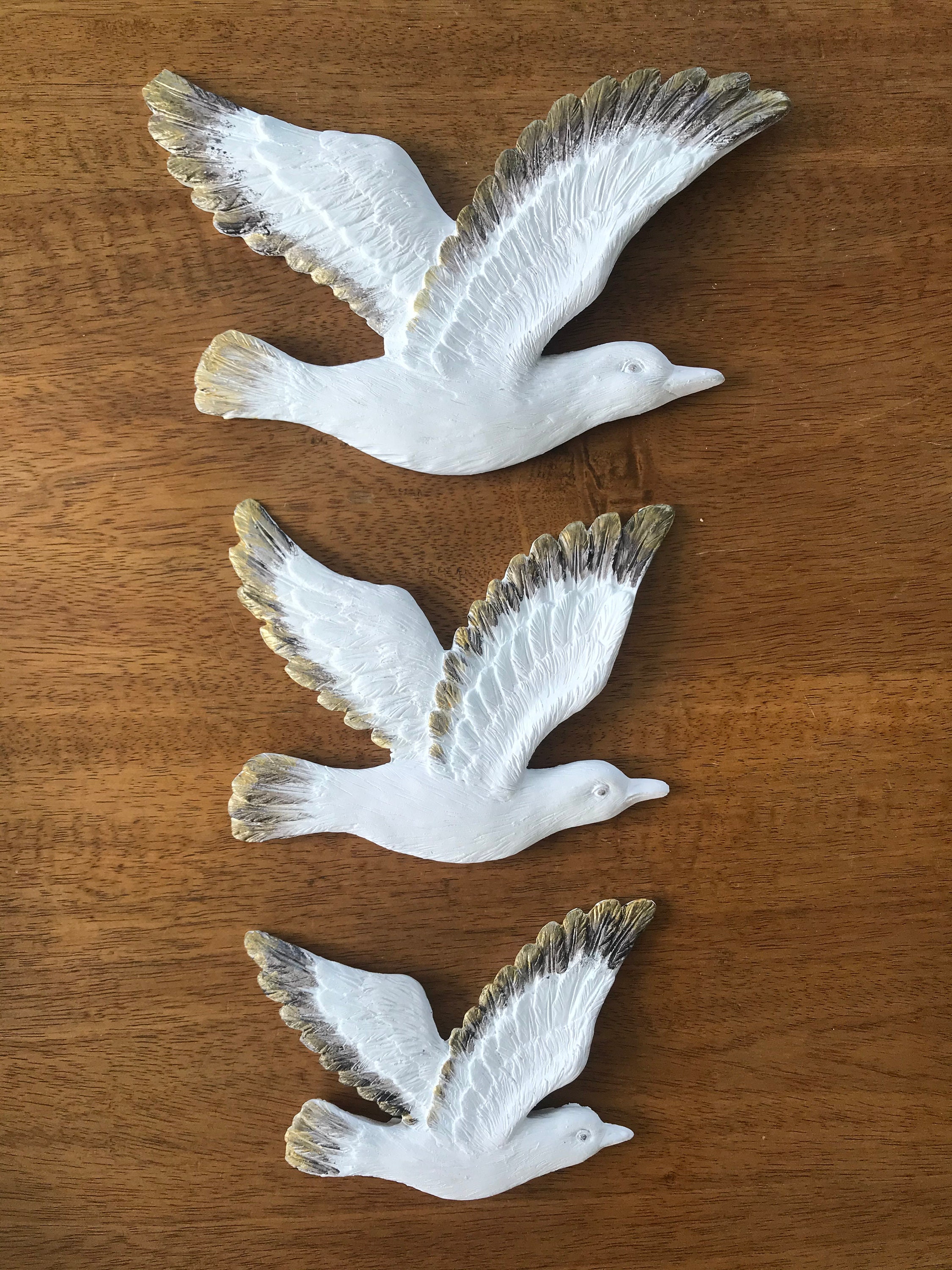 Set Of 3 Flying Wall Birds Hanging Retro Vintage Style Etsy