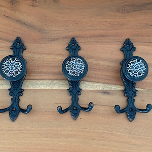 Rustic Black Metal Knob Hook Set, Decorative Coat/Towel Hooks