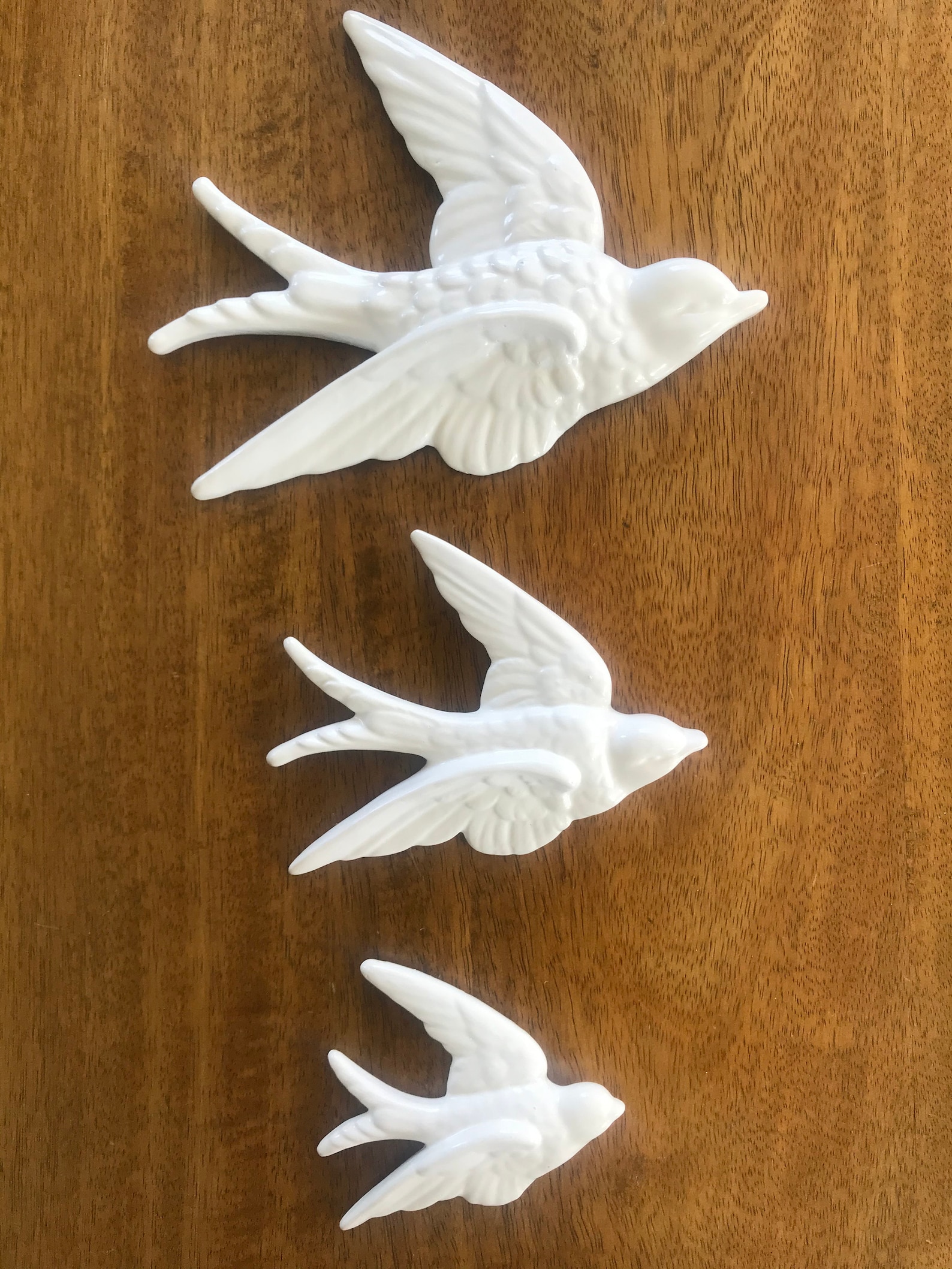 S/3 White Flying Wall Birds Hanging Retro Vintage Style Etsy