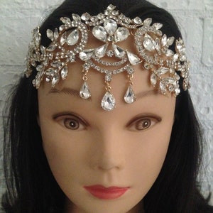 Glamour Rhinestone flapper Gatsby Headband, Chain 1920s Wedding Crystal Bridal Headband Headpiece 1920s Flapper headband